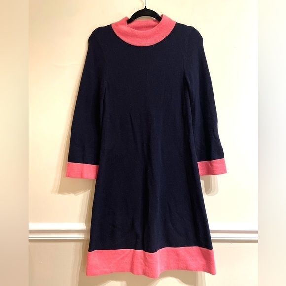 Boden Mara Wool Alpaca Blend Knit Dress Navy & Pink Size 2 - Picture 5 of 8
